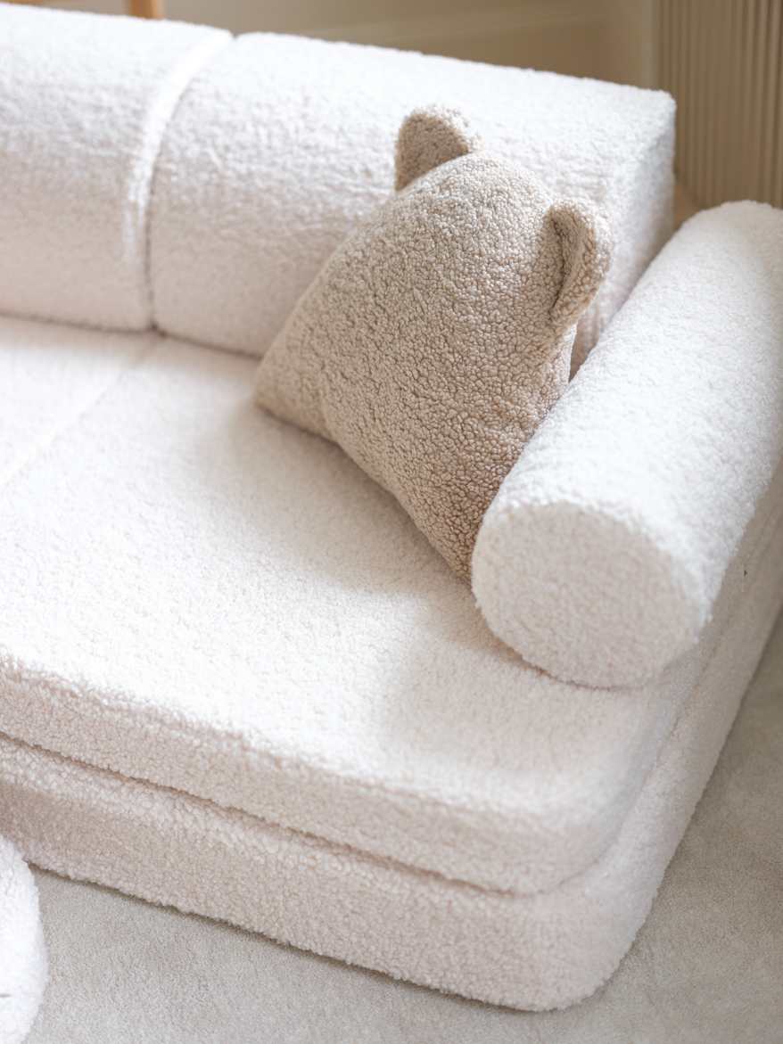 Wigiwama Cream White speelbank - lounge en speelbank - teddy stof settee