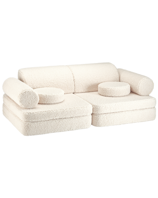 Wigiwama Cream White speelbank - lounge en speelbank - teddy stof settee