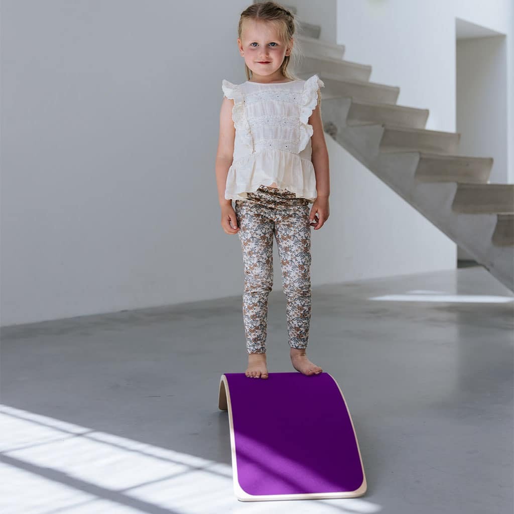 Balance board - hout - met paars vilt