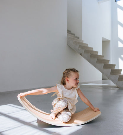 Balance board - wood - with rainbow felt 