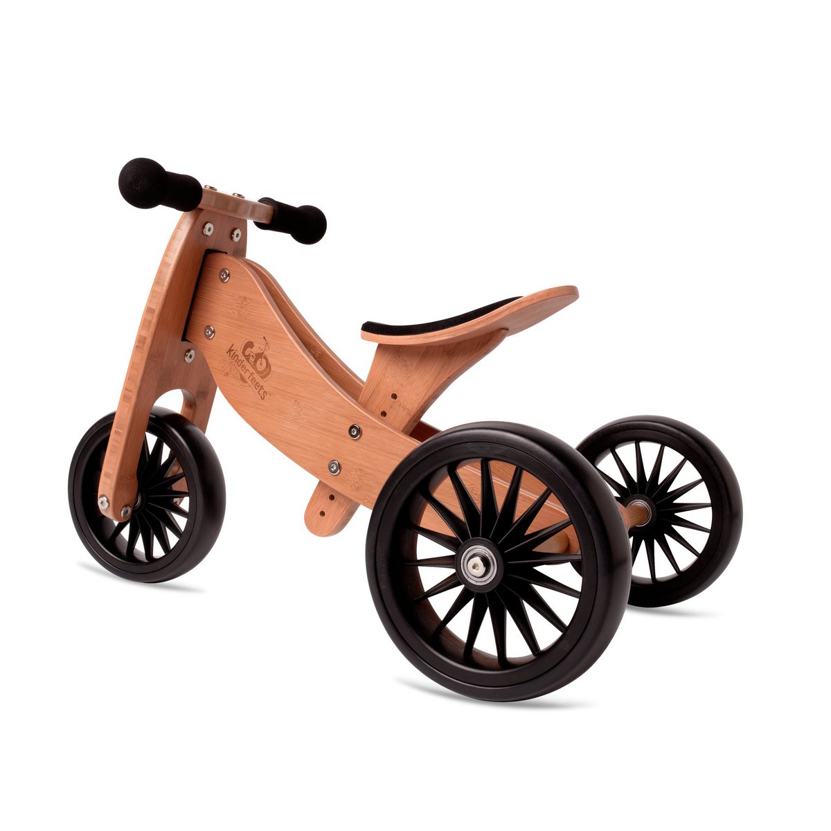 Kinderfeets 2-in-1 houten loopfiets &amp; driewieler Tiny Tot Plus - bamboe