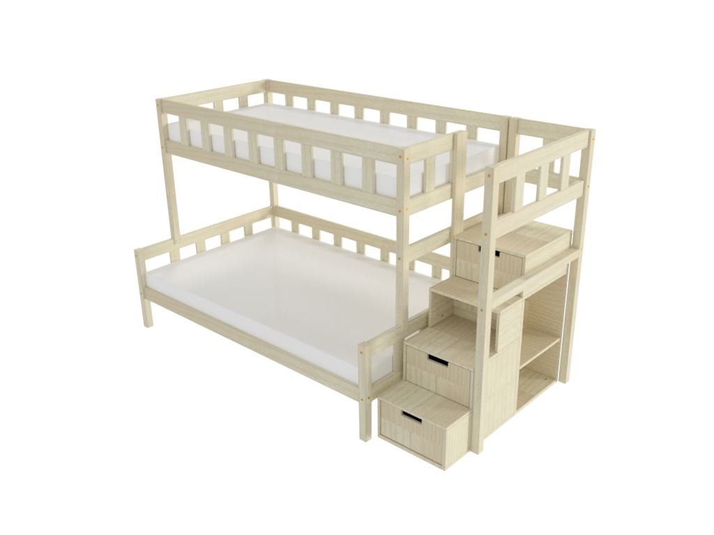 Benlemi Stapelbed PLOTTY — 90×200 / 120×200 met opbergtrap productfoto