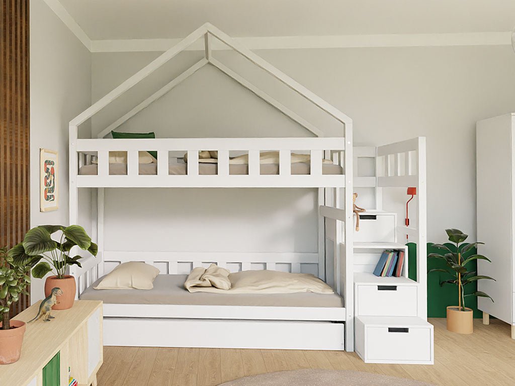 Benlemi Stapelbed PLOTTY — huisvorm met opbergtrap 90×200 extra aanzicht