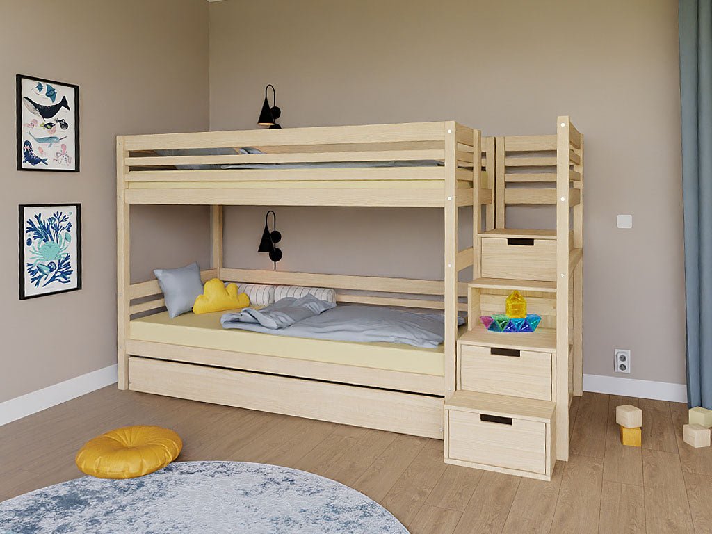 Benlemi Stapelbed TULY — 90×200 met opbergtrap productfoto