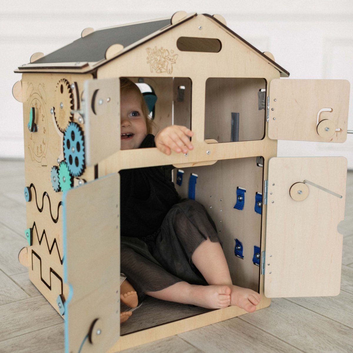 BusyKids Busy Board speelhuisje – naturel mint, limited edition-Speelhuisje