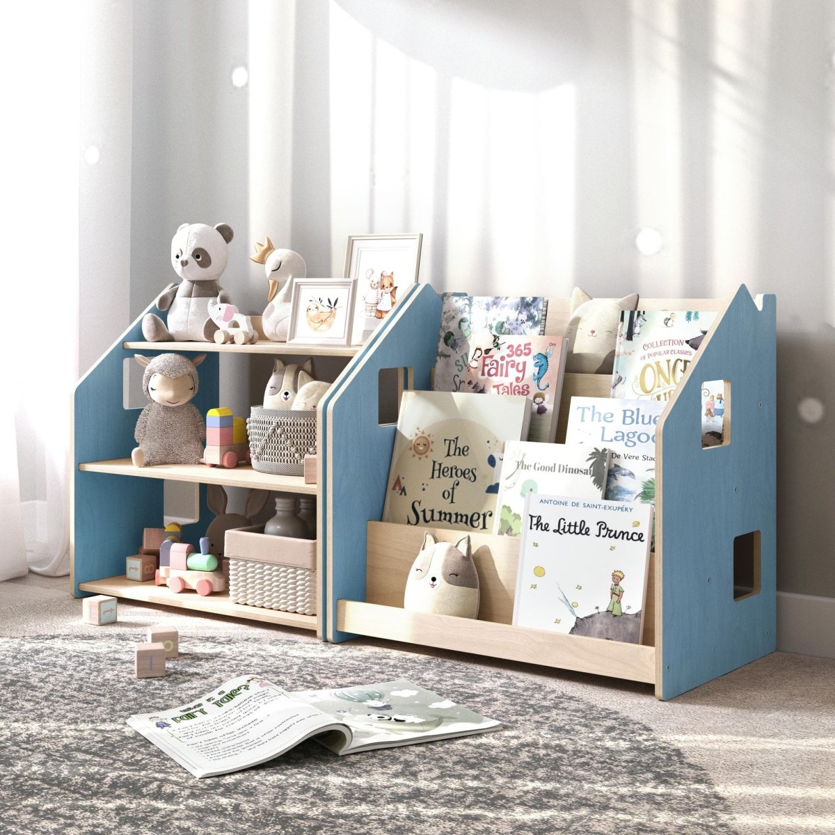BusyKids speelgoedrek – zachtblauw/roze