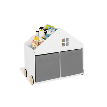Kinderboekenkast op wielen Hus, wit