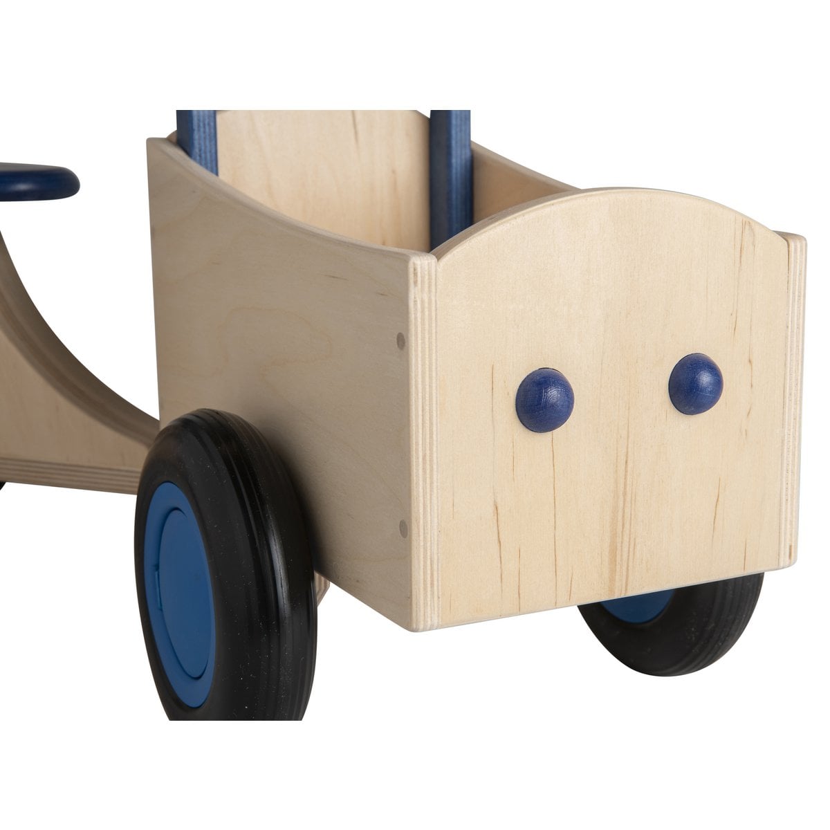 Van Dijk Toys houten kinder loop bakfiets vanaf 1 jaar - Blauw (Kinderopvang kwaliteit)