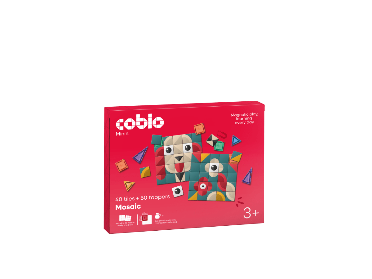 Coblo Mini Magnetische Tegels + Mozaïek Toppers – 40 tegels + 60 toppers verpakking