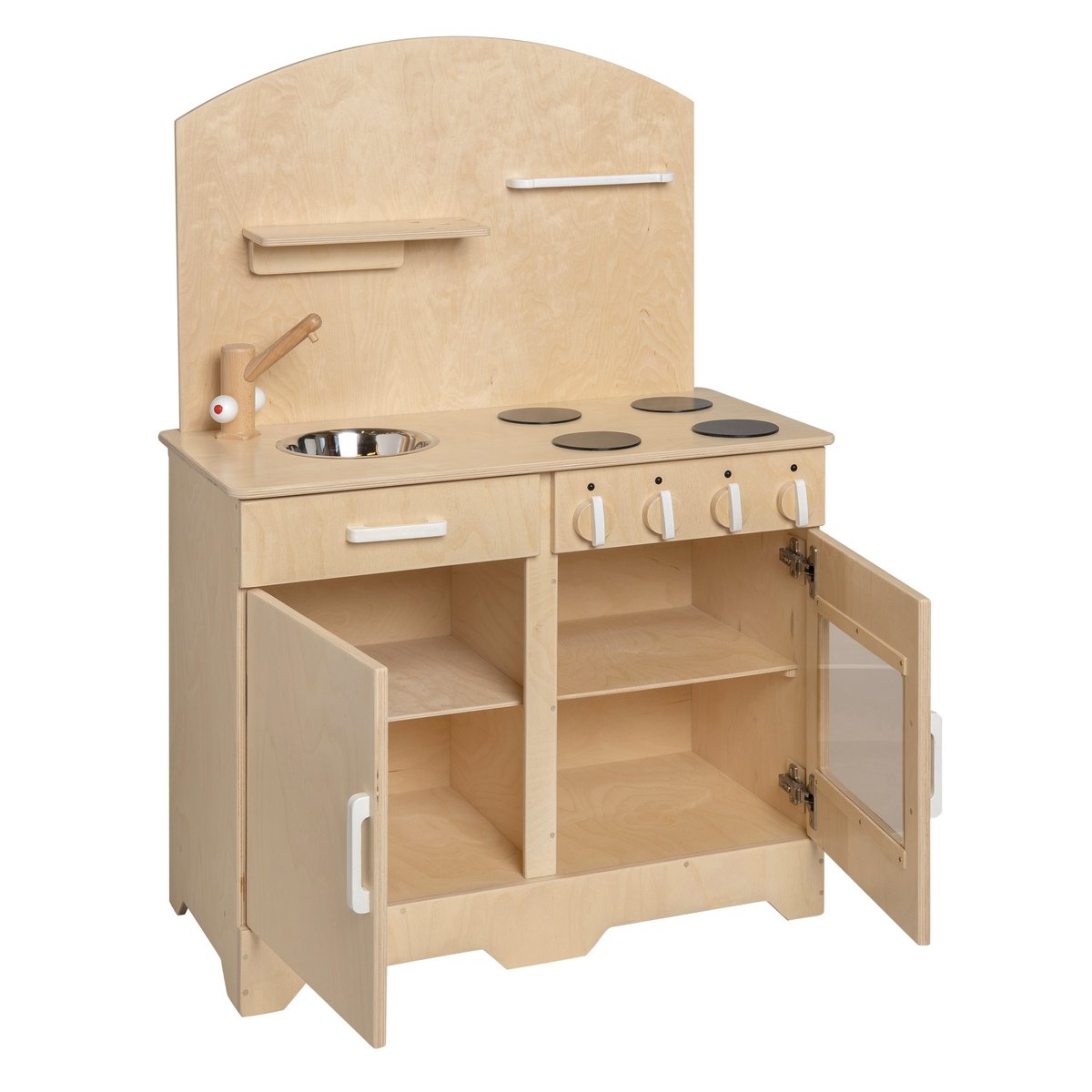 Van Dijk Toys houten speelgoed keuken / keukentje - Naturel met wit (Kinderopvang kwaliteit)