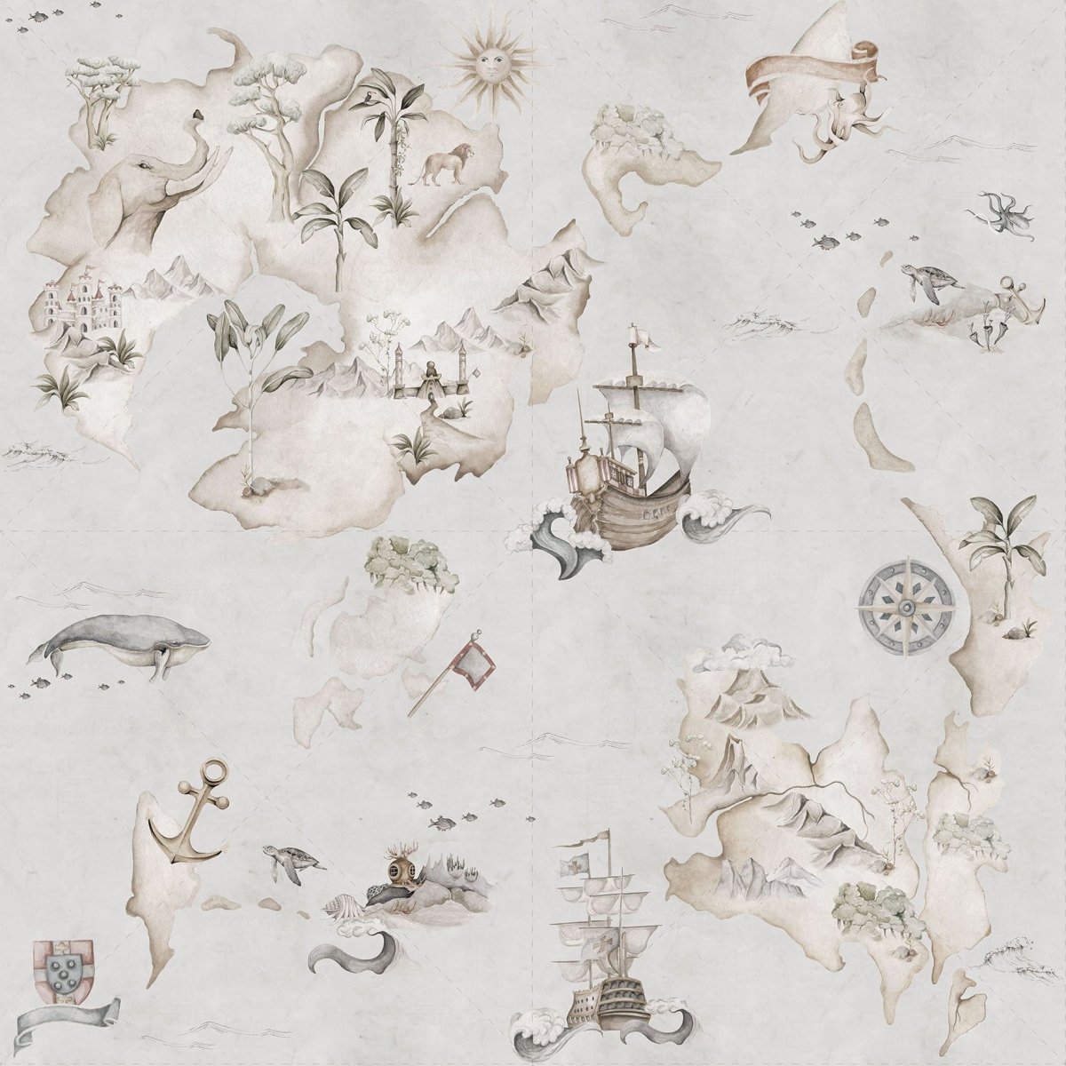 Dekornik Map Stories From The Sea Color kinderbehang