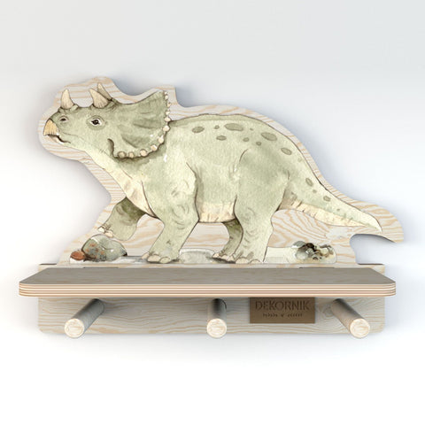 Dekornik Dino wandplank met 3 haakjes