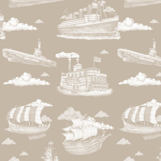 Dekornik Ships Sepia Screen kinderbehang