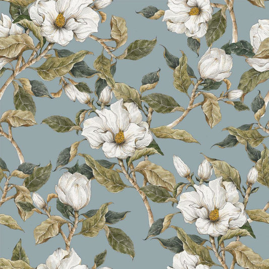 Magnolias on the blue background Wallpaper Sample