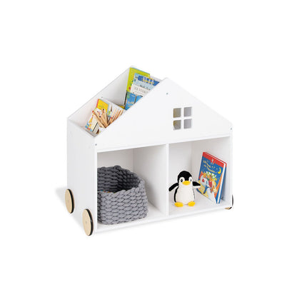 Kinderboekenkast op wielen Hus, wit