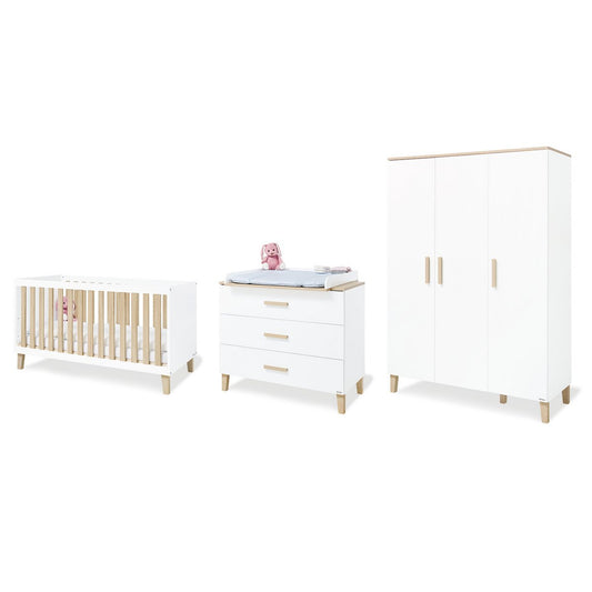 Babyzimmer Lumi breit – 3-teilig mit großem Kleiderschrank