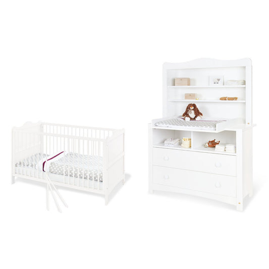 Babyzimmer Florentina extra breit – 3-teilig mit Regaleinheit