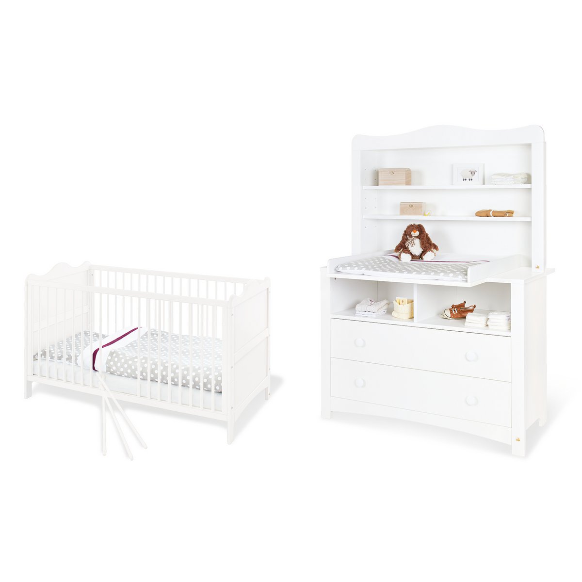 Florentina extra brede 3-delige babykamerset met ledikant, commode en opzetstuk