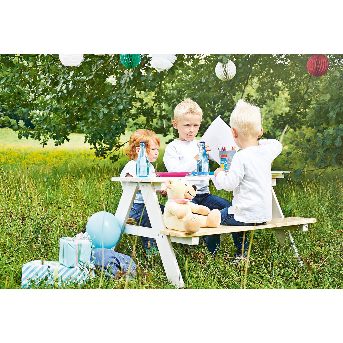 Picknickbank für Kinder "Nicki für 4", weiß