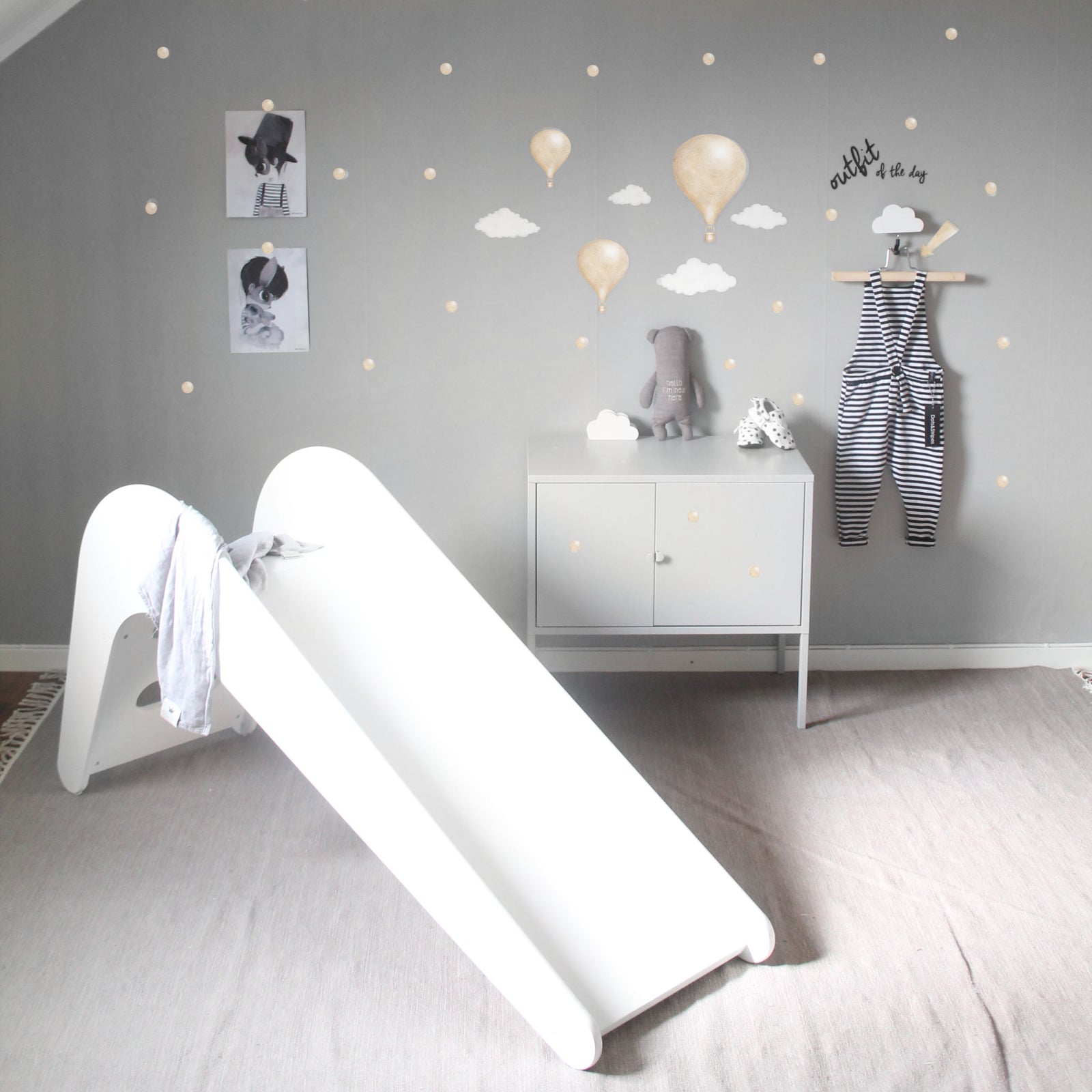 witte houten kinderglijbaan Jupiduu voor woonkamer of kinderkamer