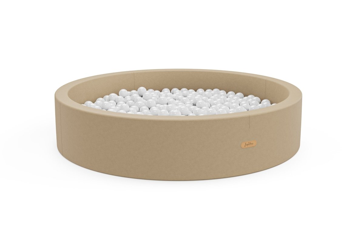 Jupiduu ballenbak 115 cm Dark Beige met 300 witte ballen