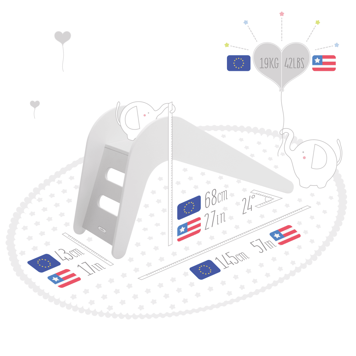 Jupiduu Indoor Kids Slide - Groene houten glijbaan - Glijbaan