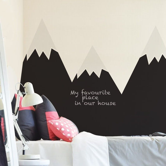 Mountains Black Chalkboard Behind-The-Bed Wallsticker