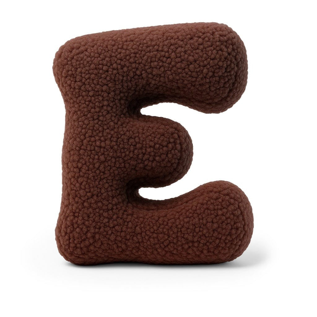 Bearly-letterkussen in de vorm van letter E, donkerbruin van MeowBaby