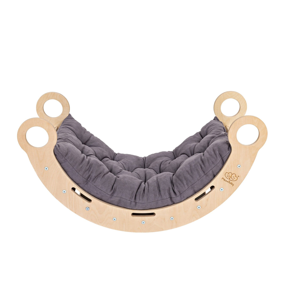 MeowBaby Dream Rocker Large naturel, basis met grijs kussen