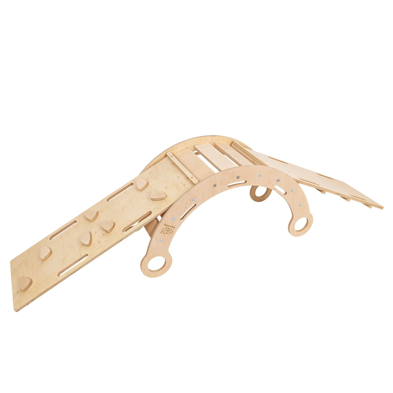 MeowBaby Dream Rocker Small naturel, glijbaan + ladder met roze kussen