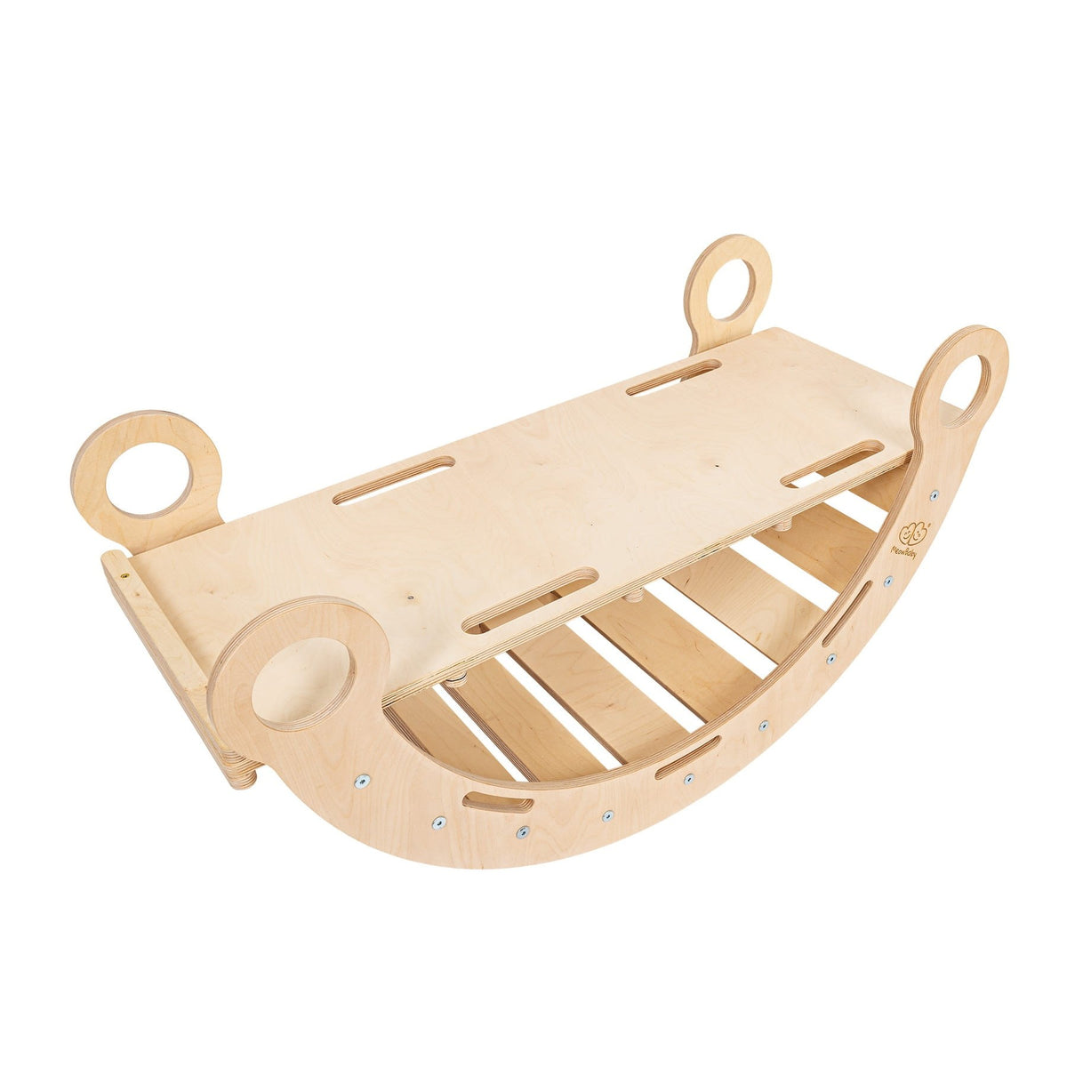 MeowBaby Dream Rocker Small naturel, glijbaan met grijs kussen