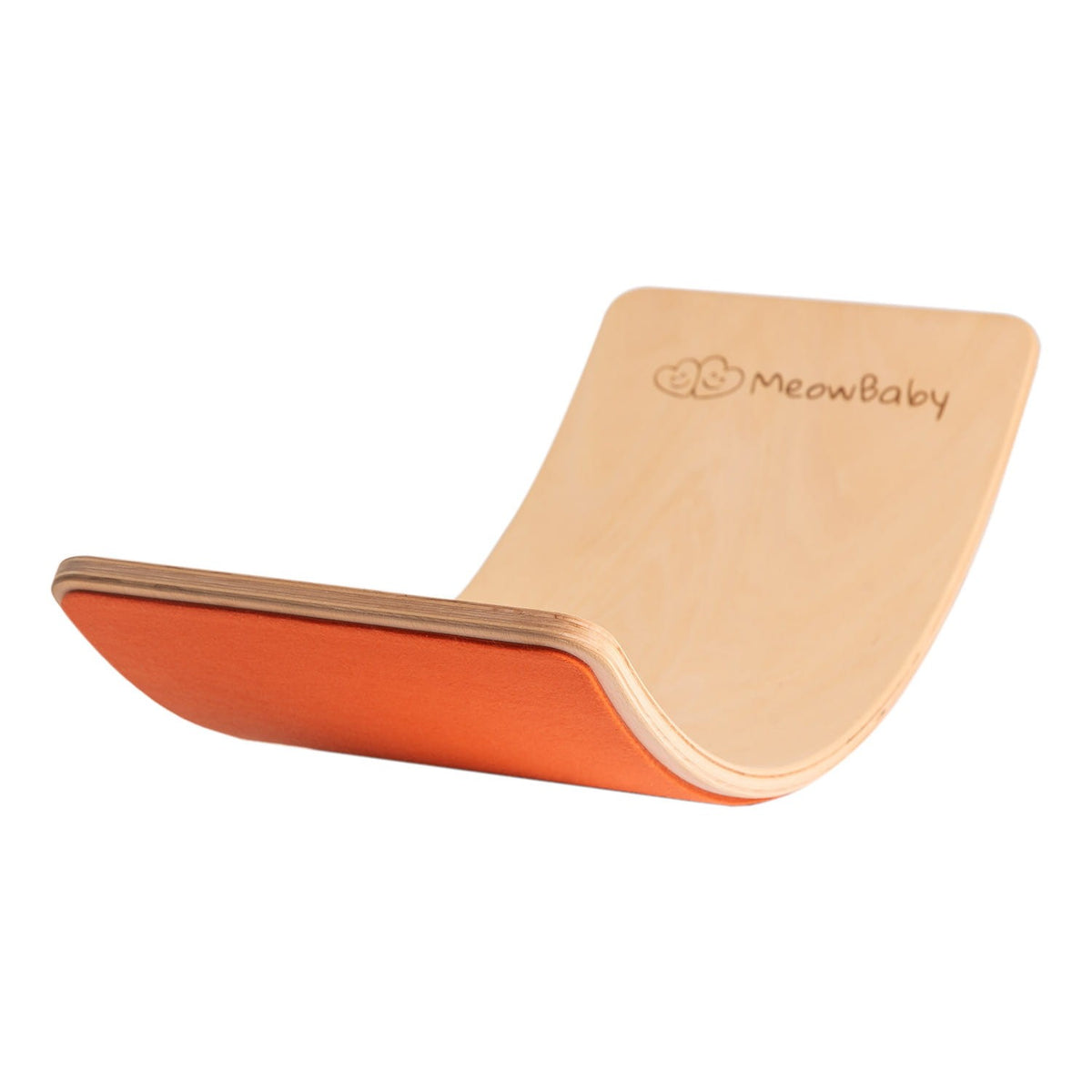 MeowBaby houten balansbord in naturel met oranje vilt
