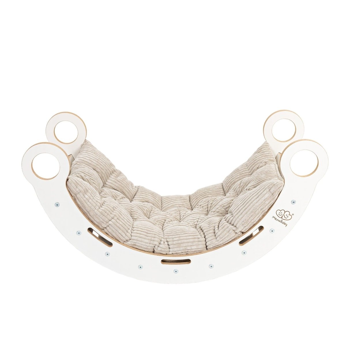 MeowBaby Dream Rocker Small wit, basis met beige kussen