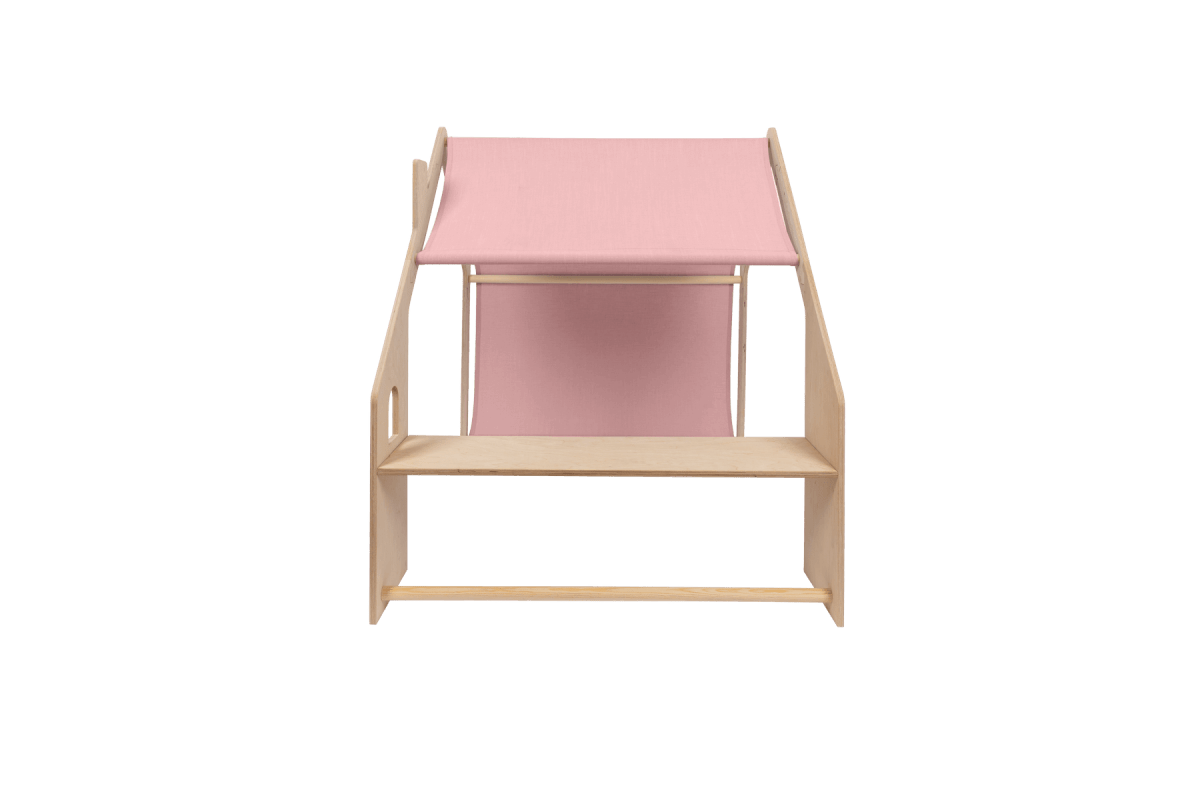 houten speelhuisje naturel met roze dak voor kinderkamer, aanvullende productfoto 6