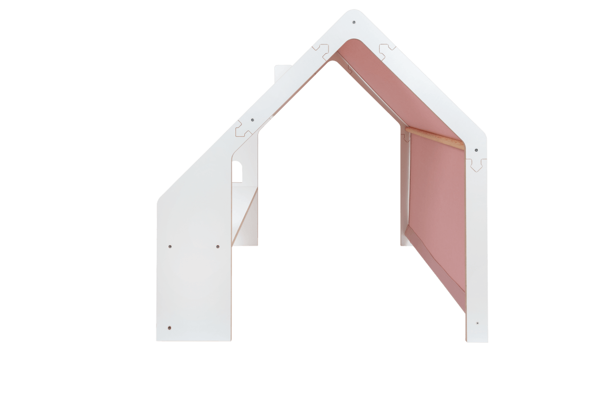 houten speelhuisje wit met roze dak voor kinderkamer, aanvullende productfoto 5
