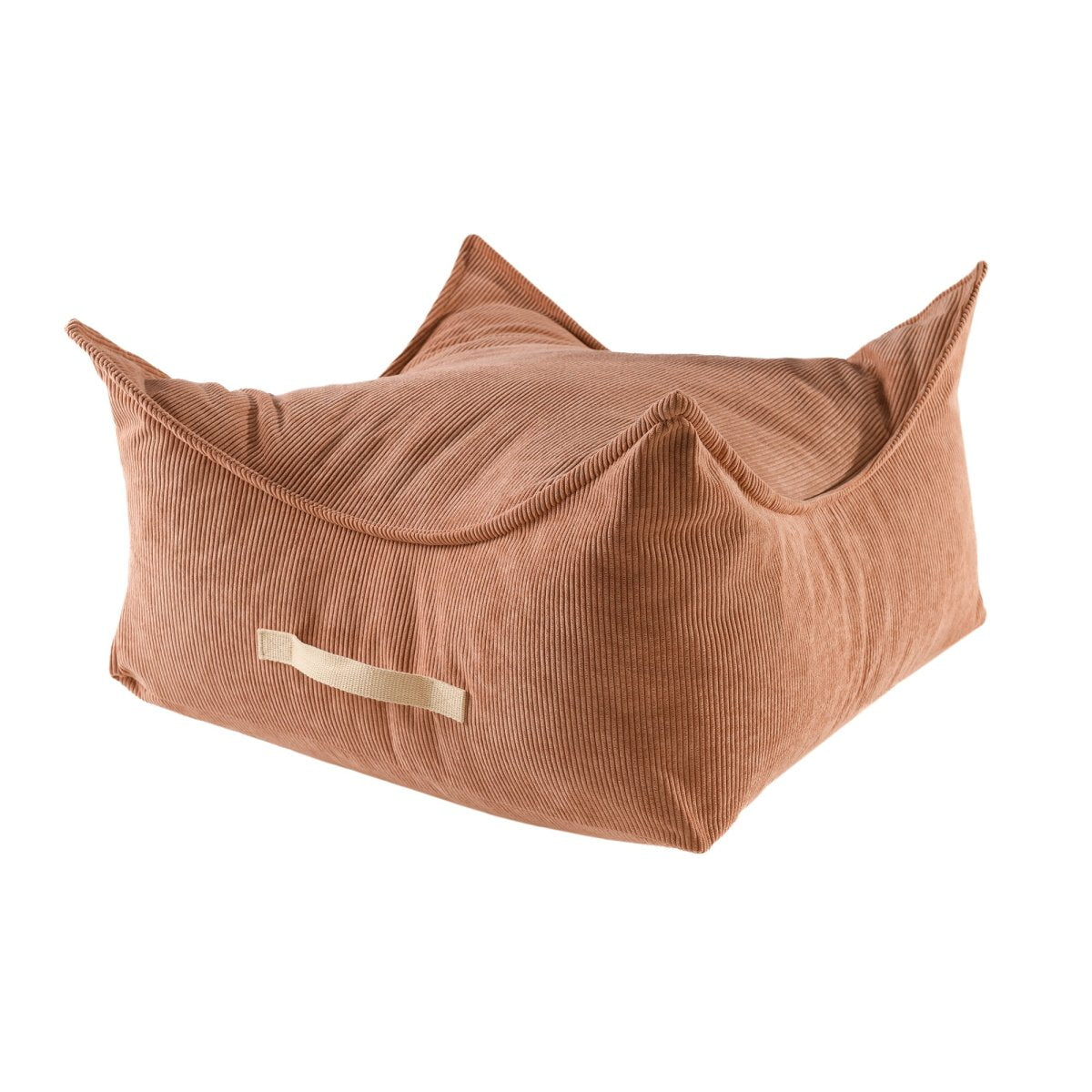 MeowBaby Slimcord vierkante ribstof zitzak terracotta