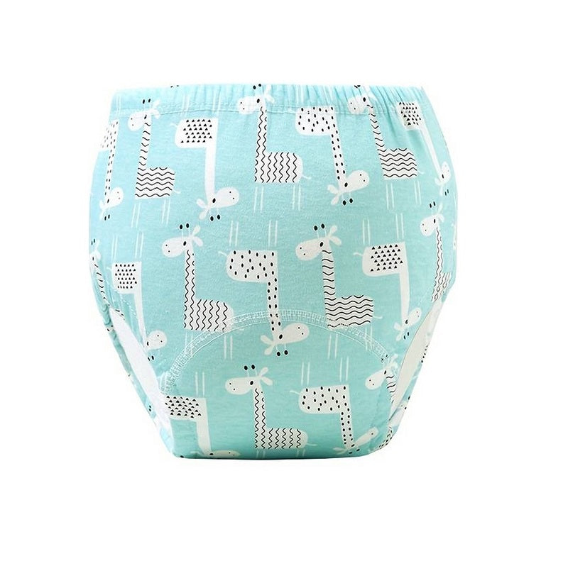 Potty training pants - blue with giraffe print