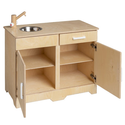 Van Dijk Toys houten speelgoed keuken / keukentje - Naturel met wit (Kinderopvang kwaliteit) - 