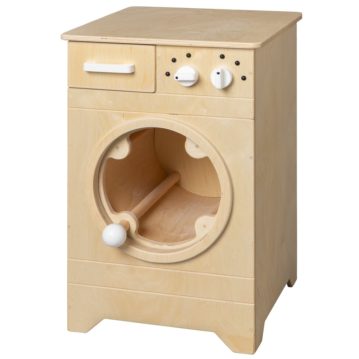 Van Dijk Toys houten speelgoed wasmachine - Naturel met wit (Kinderopvang kwaliteit) - 