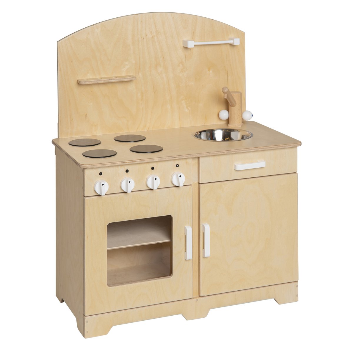Van Dijk Toys Houten Speelkeuken naturel met wit – peuterhoogte | kinderopvang - proof - 