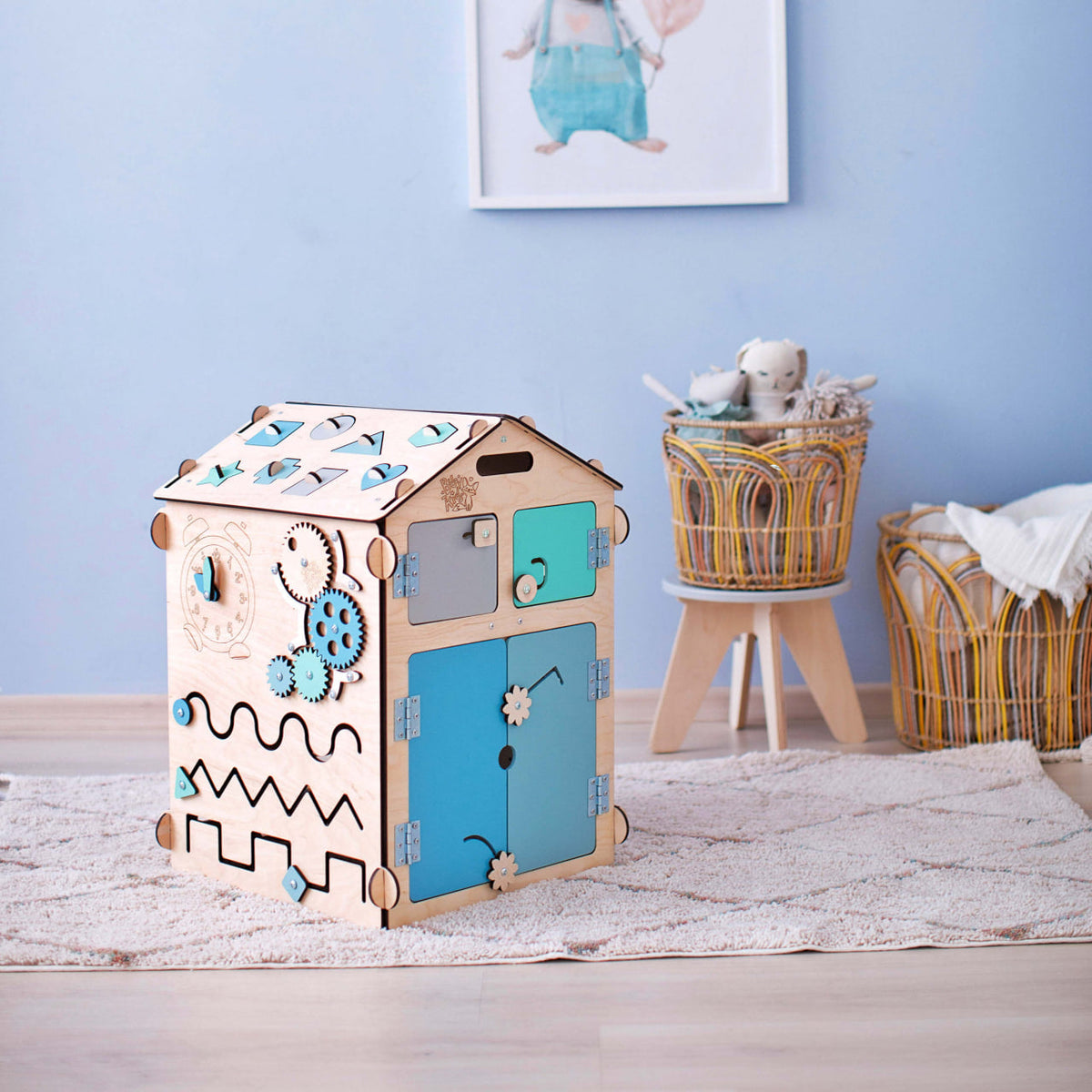 BusyKids Busy Board speelhuisje – naturel mint, limited edition