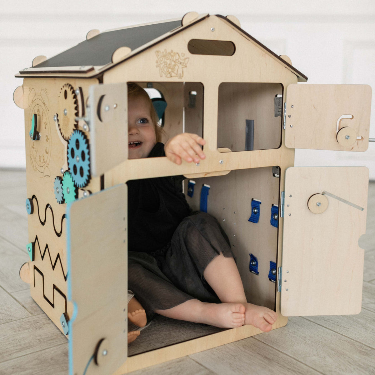 Set - BusyBoard House natural/mint and creative Cube