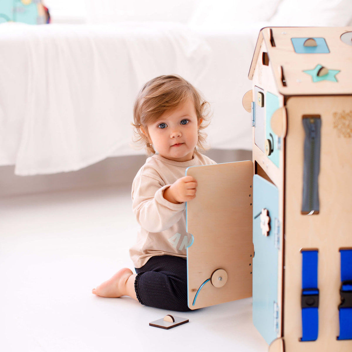 Set - BusyBoard House natural/mint and creative Cube