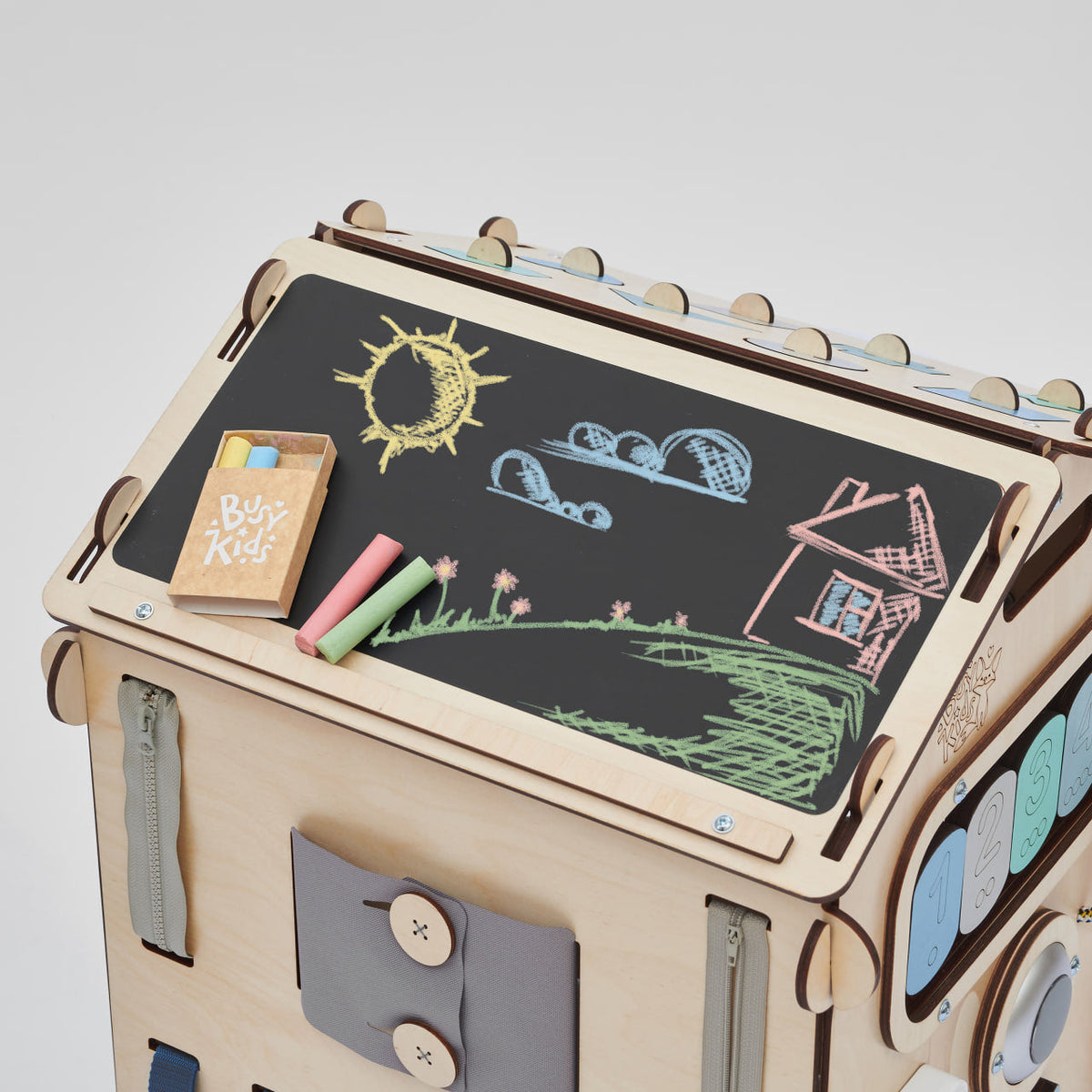 Set - BusyBoard House natural/mint and creative Cube