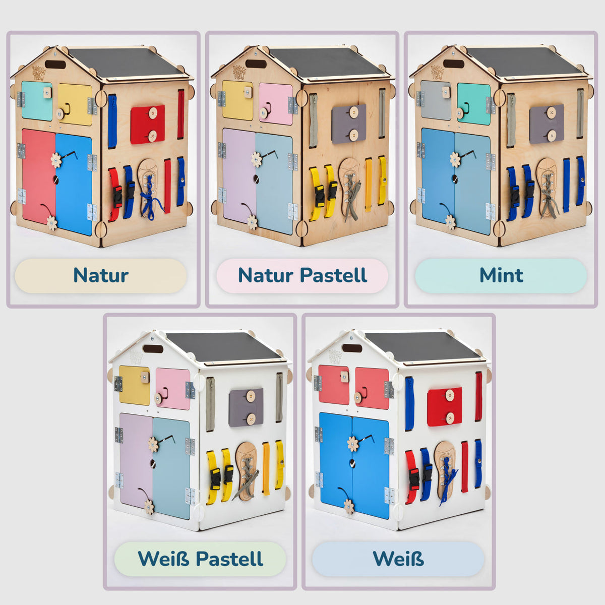 Set - BusyBoard House natural/mint and creative Cube