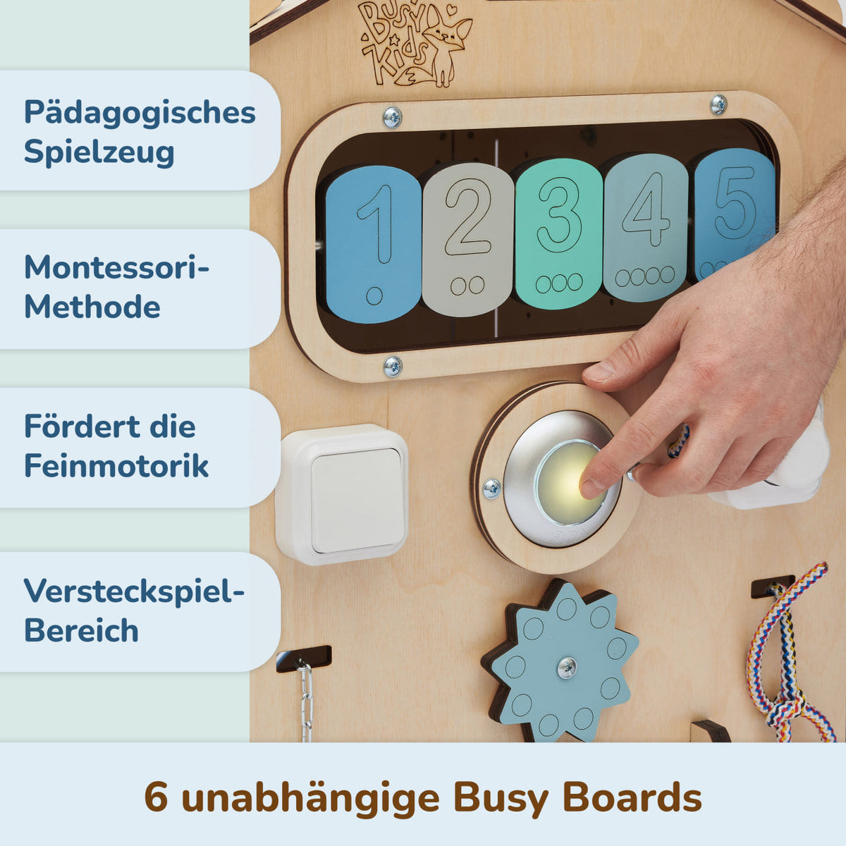 Set - BusyBoard House natural/mint and creative Cube
