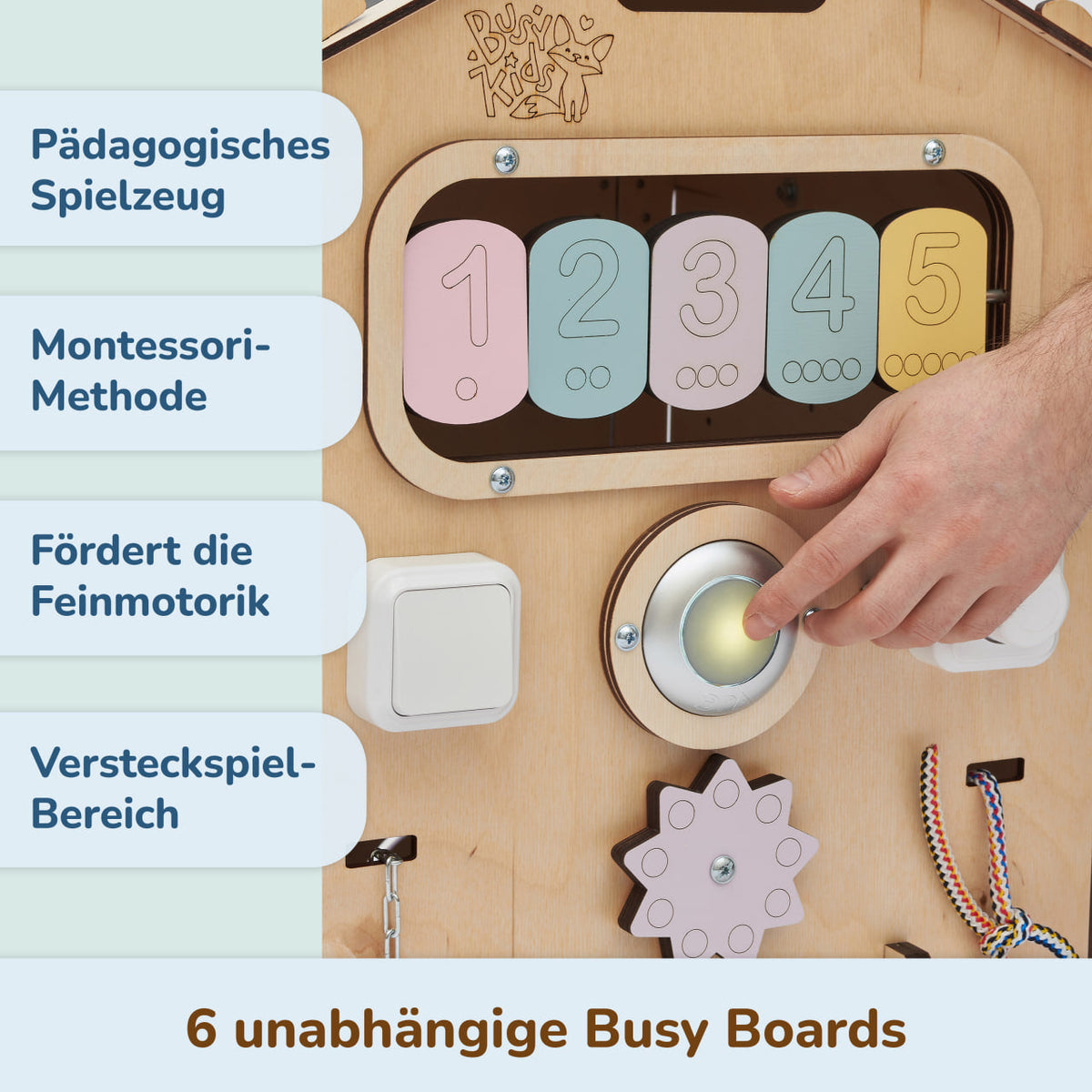 Set - BusyBoard Cottage natura/pastel and creative cube