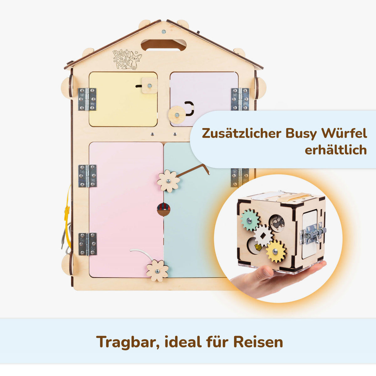 Set - BusyBoard Cottage natura/pastel and creative cube