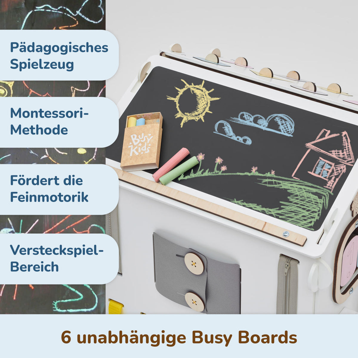 BusyBoard Sensory Play House White/Pastel - Limited Edition