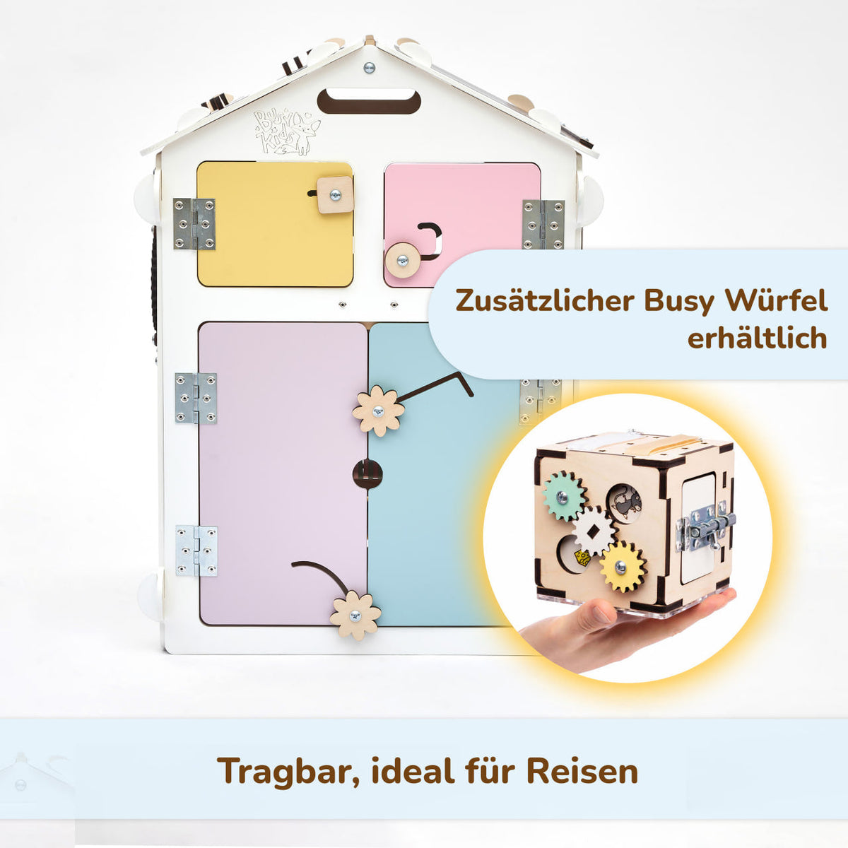 Set - BusyBoard Cottage white/pastel and creative cube